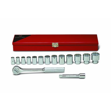 Wright Tool Set 1/2" Dr 15 Pc Set 12 Pt Std Skts Acc 417