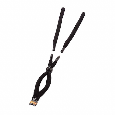 Ergodyne Breakaway Eyewear Lanyard, 12 in Length, Metal Detectable, Cotton, Slip On, Adjustable, Black 3215