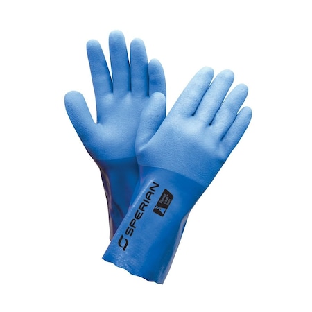 North Chemical Resistant Gloves, PVC, 12 in L, 35 mil, Blue, 2XL, 1 PR 660-XXL
