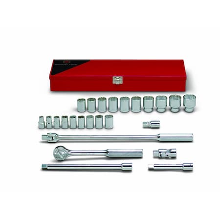 Wright Tool Set 1/2" Dr 25 Pc Set 12 Pt Std Skts Acc 424