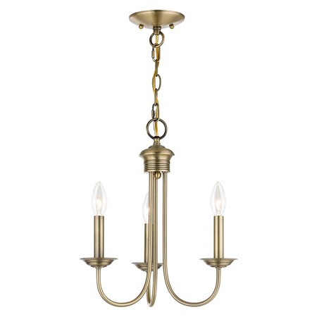 Livex Lighting Estate 3 Light Antique Brass Mini Chandelier 42683-01