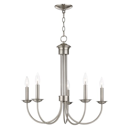 Livex Lighting Estate 5 Light Brushed Nickel Chandelier 42685-91