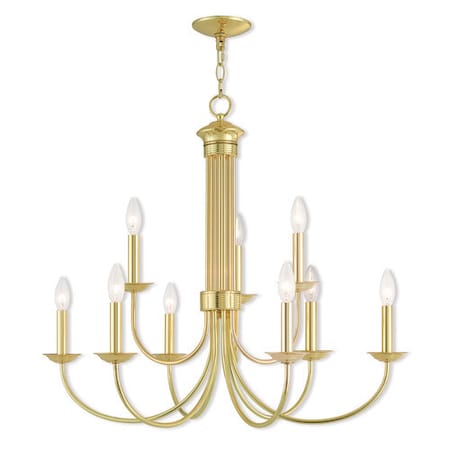 Livex Lighting Estate 9 Light Polished Brass Chandelier 42687-02