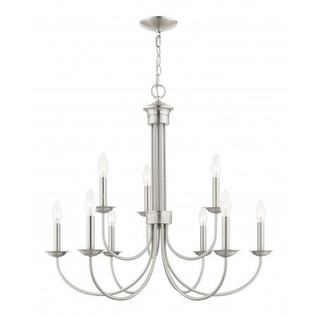 Livex Lighting Brushed Nickel Chandelier, 9 Light 42687-91