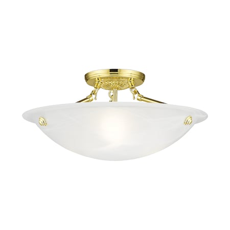 Livex Lighting Oasis 3 Light Polished Brass Ceiling Mount 4273-02