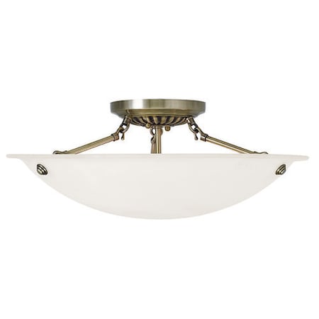 Livex Lighting Oasis 3 Light Antique Brass Ceiling Mou 4274-01