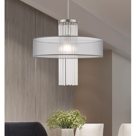 Livex Lighting Alexis 1 Light Brushed Nickel Pendant Ch 42804-91