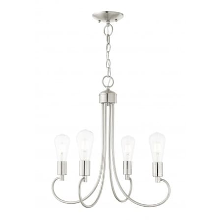 Livex Lighting Brushed Nickel Chandelier, 4 Light 42924-91