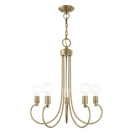 Livex Lighting Antique Brass Chandelier, 5 Light 42925-01