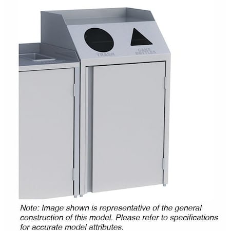 Lakeside Laminate Waste/Recycle Station-Front Access; 1-Refuse, 1-Recycle 4412