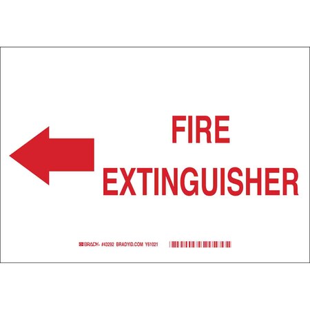 Brady Fire Extinguisher Sign, 7 in Height, 10 in Width, Plastic, Rectangle, English 25715