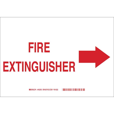 Brady Fire Extinguisher Sign, 7 in Height, 10 in Width, Aluminum, Rectangle, English 43293