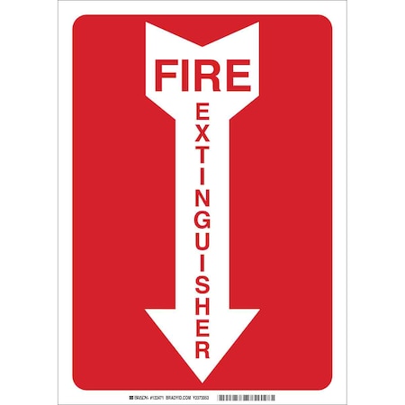 Brady Fire Extinguisher Sign, 10 in Height, 7 in Width, Aluminum, Rectangle, English 43295