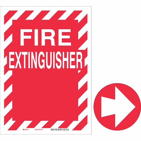 Brady Fire Extinguisher Sign, 12 in Height, 9 in Width, Polyester, Rectangle, English 89149