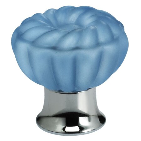 Omnia Satin Azur Glass Cabinet Knob Bright Chrome 1-3/16" 4341/30.26S-AZ