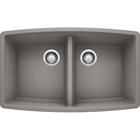 Blanco Performa Silgranit Double Bowl, Metallic Gray, Undermount Mount, 0 Hole 440072