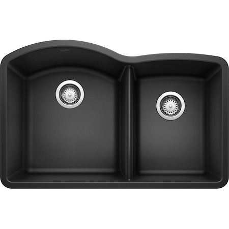 Blanco Diamond Silgranit 60/40 Double Bowl Undermount Kitchen Sink - Anthracite 440179
