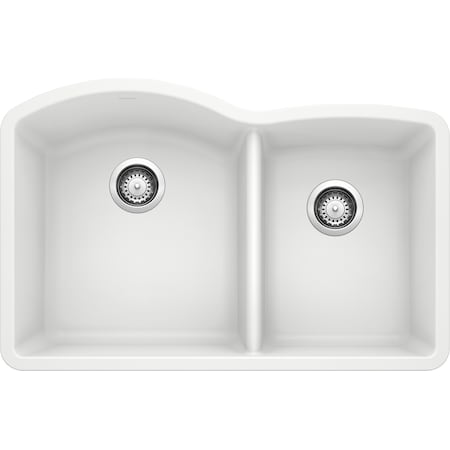 Blanco Diamond Silgranit 60/40 Double Bowl Undermount Kitchen Sink - White 440180