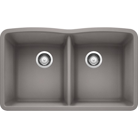 Blanco Diamond Silgranit 50/50 Double Bowl Undermount Kitchen Sink - Metallic Gray 440183