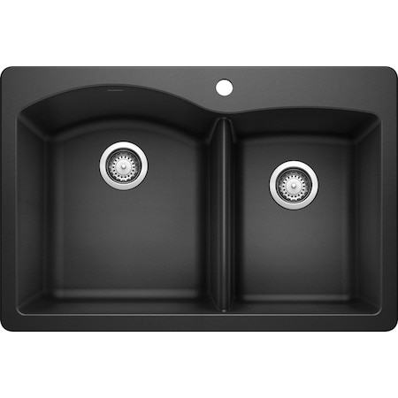 Blanco Diamond Silgranit 60/40 Double Bowl Dual Mount Kitchen Sink - Anthracite 440215