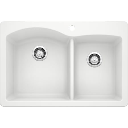 Blanco DIAMOND 2Mt GraniteComp 33" 1Hole 60/40 2Bowl KitchenSink White 440216