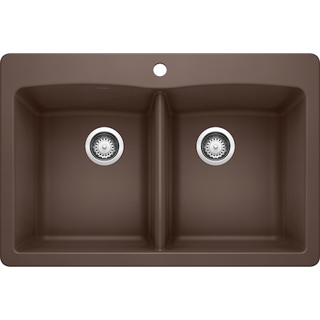 Blanco Diamond Equal Double Bowl, Drop-In, Cafe Brown, Dual Mount Mount, 1 Hole 440218