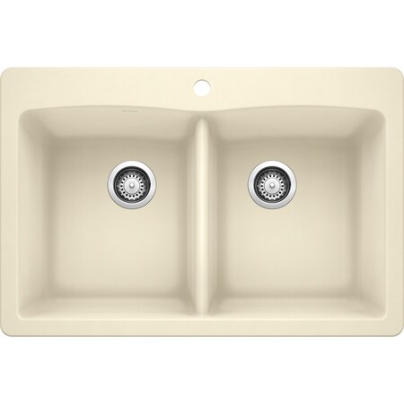 Blanco Diamond Silgranit 50/50 Double Bowl Dual Mount Kitchen Sink - Biscuit 440222