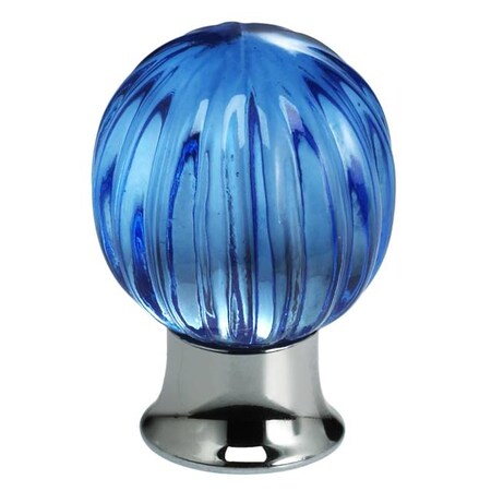 Omnia Transparent Azur Glass Cabinet Knob Bright Chrome 1-3/16" 4341/30.26T-AZ