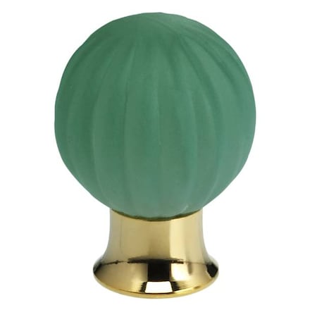 Omnia Satin Jade Glass Cabinet Knob Bright Brass 1-3/16" 4341/30.3S-JA
