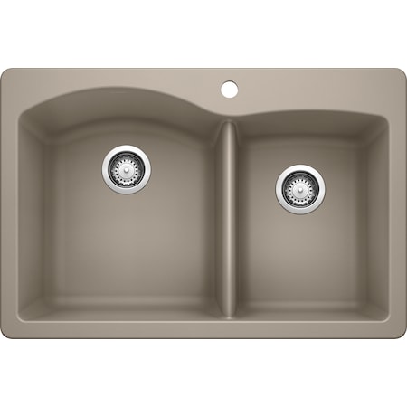 Blanco Diamond Silgranit 60/40 Double Bowl Dual Mount Kitchen Sink - Truffle 441283