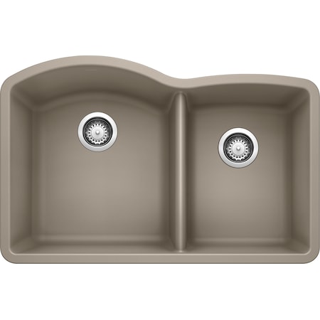 Blanco Diamond Silgranit 60/40 Double Bowl Undermount Kitchen Sink - Truffle 441284