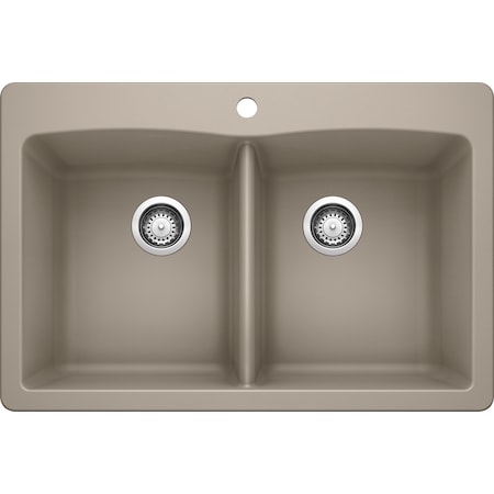 Blanco Diamond Silgranit 50/50 Double Bowl Dual Mount Kitchen Sink - Truffle 441285