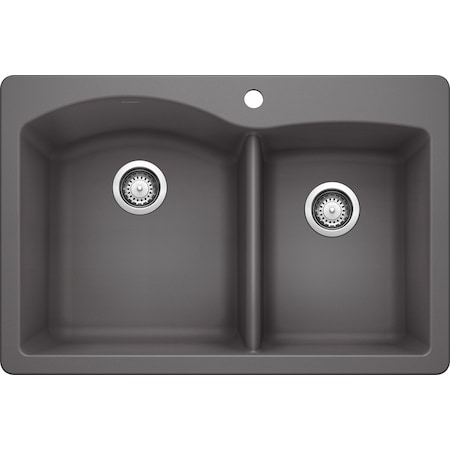 Blanco Diamond Silgranit 60/40 Double Bowl Dual Mount Kitchen Sink - Cinder 441465