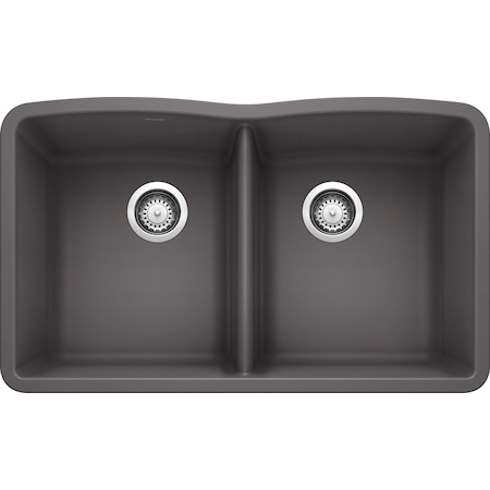 Blanco Diamond Equal Double Bowl, Undermount, Cinder, Undermount Mount, 0 Hole 441470