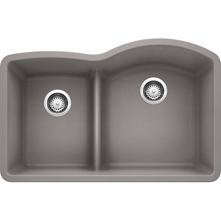 Blanco Diamond Silgranit 40/60 Double Bowl Undermount Kitchen Sink with Low Divide - Metallic Gray 441601