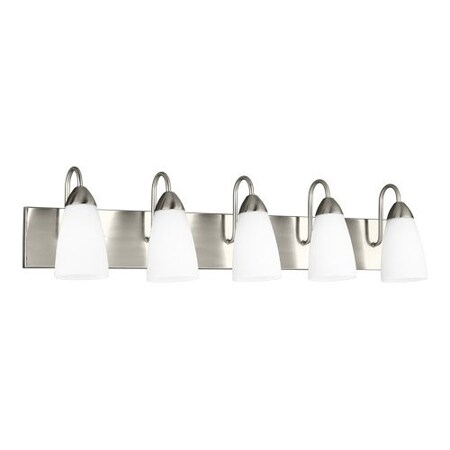 Sea Gull Five Light Wall/Bath, Brushed Nickel, Color: Black/White 4420205EN3-962