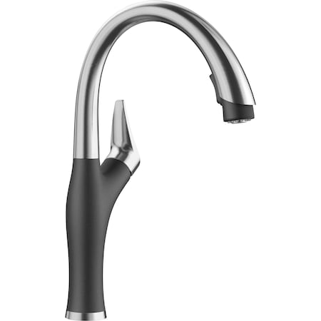Blanco Artona Pull Down Dual Spray Kitchen Faucet 1.5 GPM - PVD Steel/Anthracite 442031