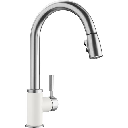 Blanco Kitchen Faucet, 1.5 gpm, White/SS 442061