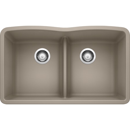 Blanco Sink, Doubl, Rctngl, Low Divide, 32", Truffle 442072