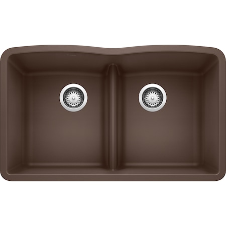 Blanco Diamond Silgranit 50/50 Double Bowl Undermount Kitchen Sink with Low Divide - Cafe 442078