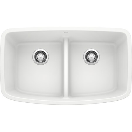 Blanco Kitchen Sink, Double Bowl, 32", White 442199