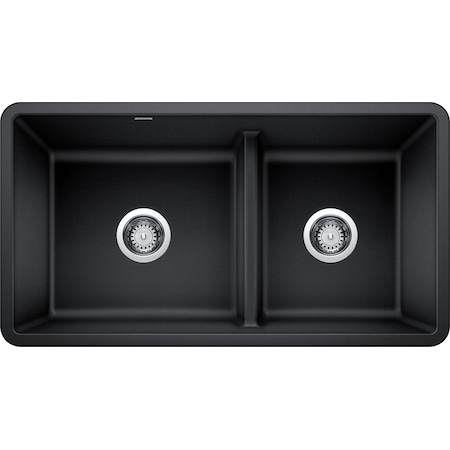 Blanco Precis Silgranit Reversible 60/40 Double Bowl Undermount Kitchen Sink with Low Divide - Anthracite 442525
