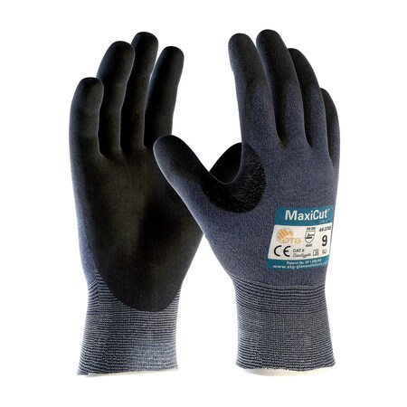 Pip Cut Resistant Coated Gloves, A3 Cut Level, Black/Blue, M 44-3745 M
