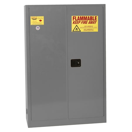 Eagle Mfg Flammable Safety Storage Cabinet, 45 gal, 2 Shelves, Steel, 43 in W x 65 in H x 18 in D, Gray 4510XGRAY