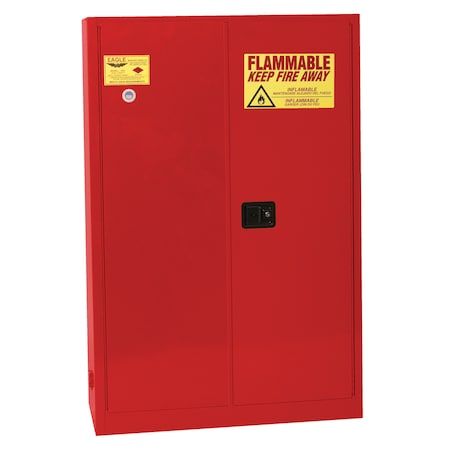 Eagle Mfg Hazardous Material Storage Cabinet, 45 gal, 2 Shelves, Steel, 43 in W x 65 in H x 18 in D, Red 4510XRED