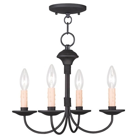 Livex Lighting Heritage 4 Light Black Convertible Mini Chandelier/Ceiling Mount 4524-04