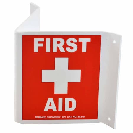 Brady First Aid, 5-1/2 in x 10 in, Rectangle, Plastic, 45370 45370