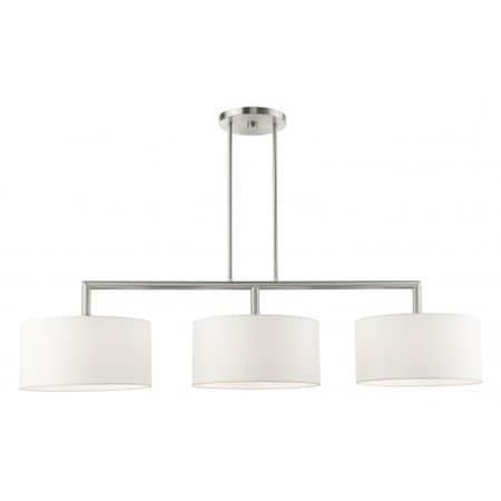 Livex Lighting Brushed Nickel Linear Chandelier, 3 Light 45493-91