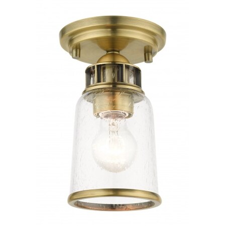 Livex Lighting Antique Brass Flush Mount, 1 Light 45501-01