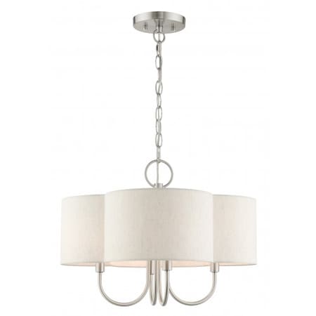 Livex Lighting Brushed Nickel Chandelier, 4 Light 45806-91